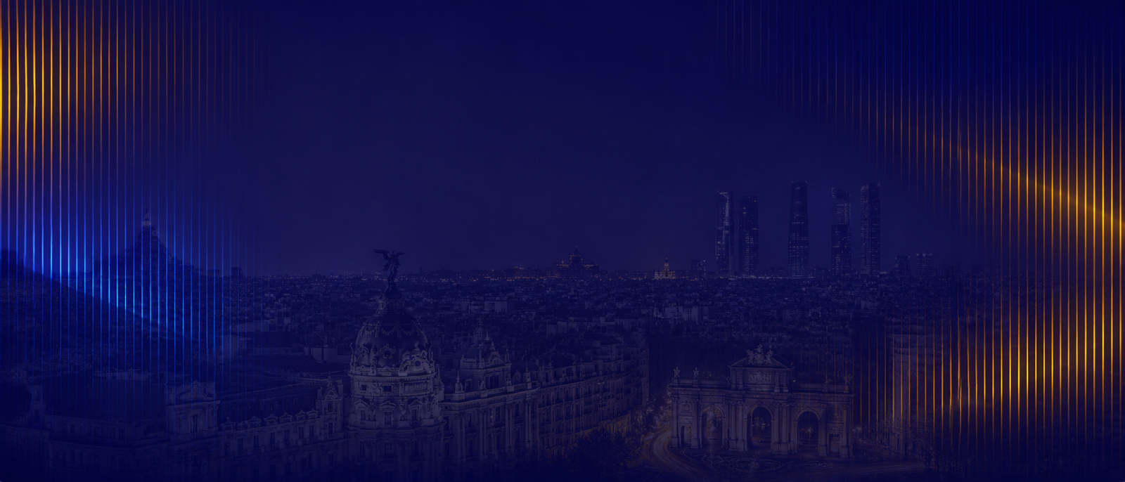 InmoYael homepage banner showing the Madrid skyline at dusk.